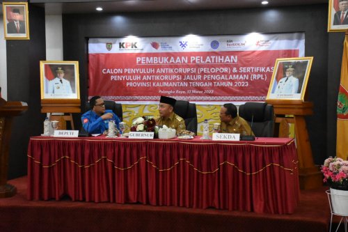 Setda Prov Kalteng Buka Pelatihan Penyuluh Antikorupsi Gubernur