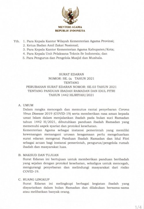 Setda Prov Kalteng - Perubahan Surat Edaran Menteri Agama Tentang ...