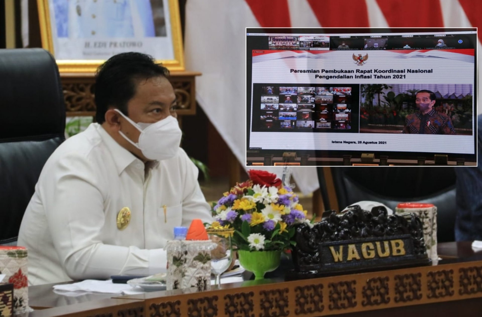 Wagub Kalteng Hadiri Pembukaan Rakornas Pengendalian Inflasi Tahun 2021 Via Konferensi Video