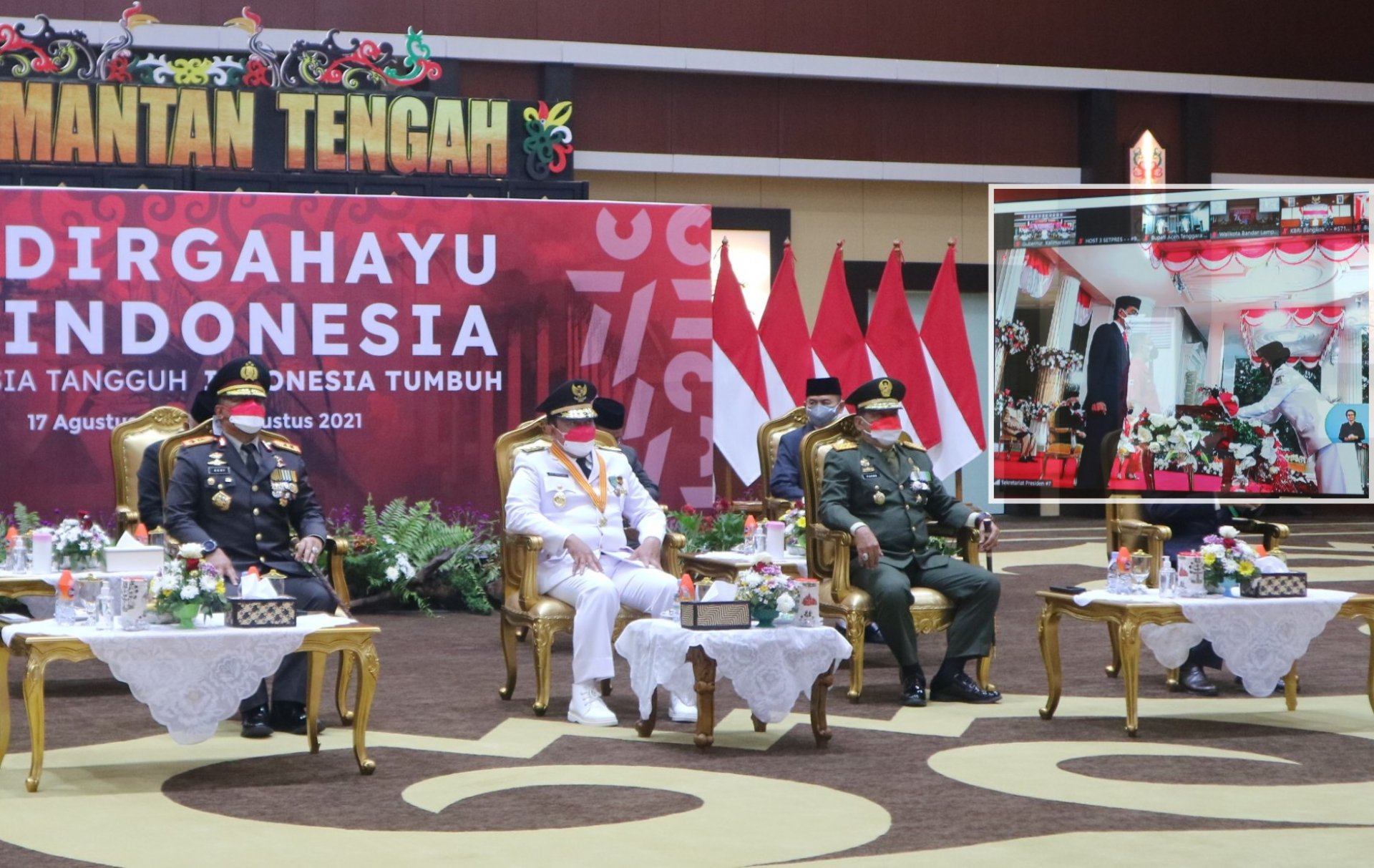 Wagub Kalteng Hadiri Upacara Penurunan Bendera Sang Merah Putih di Istana Merdeka Secara Virtual