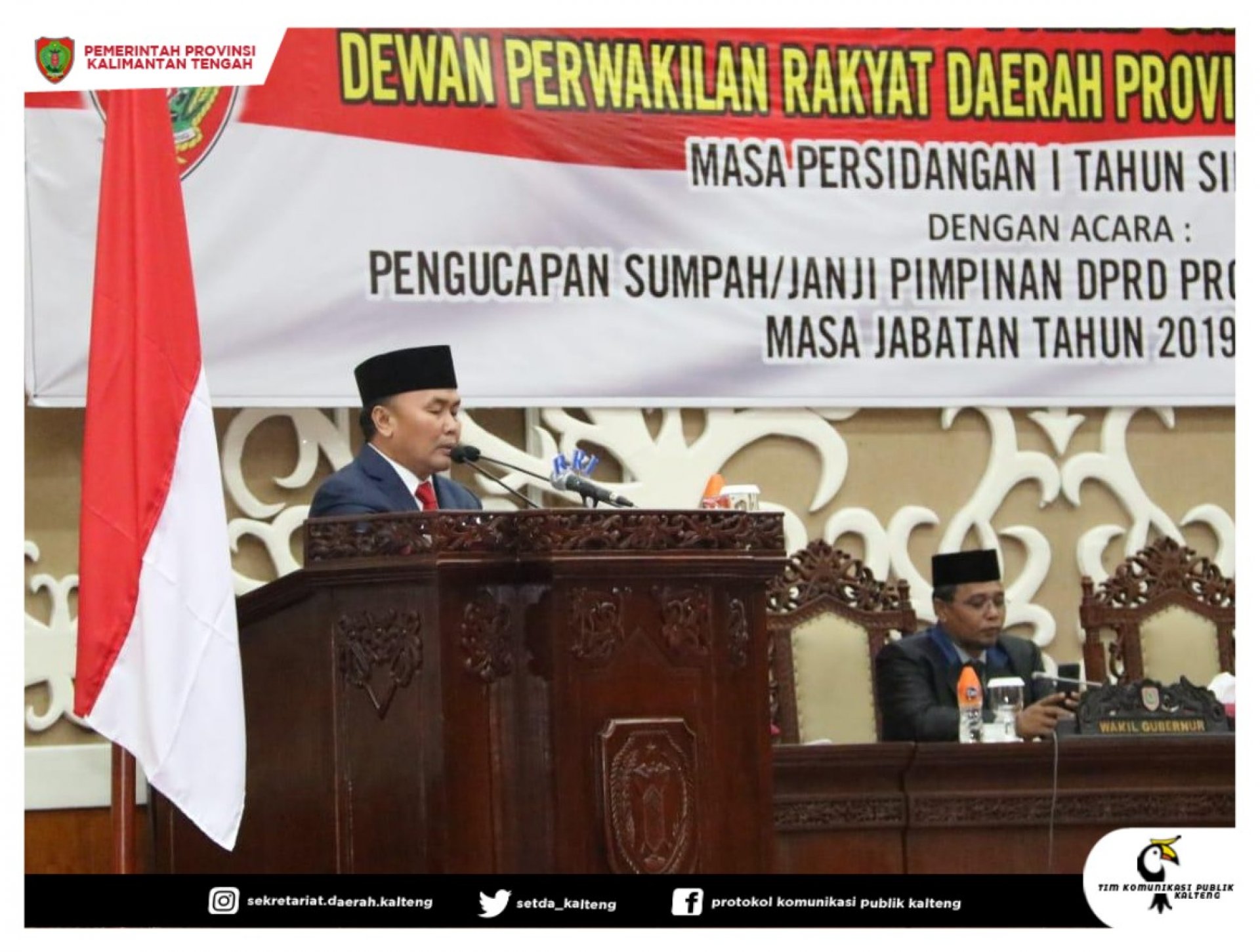 Hadiri Sumpah/Janji Pimpinan DPRD, Gubernur Sugianto Ajak DPRD Wujudkan Kesejahteraan Masyarakat Kalteng